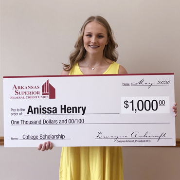 Anissa Henry, our 2020 Scholarship Winnder